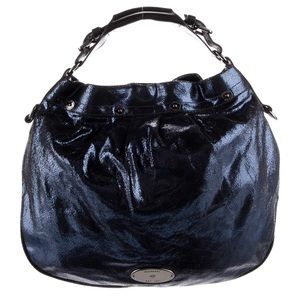 Mulberry Metallic Navy Blue Leather Hobo Shoulder Bag